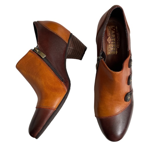 L'artiste Shoes - L’Artiste 40 Spring‎ Step All Leather New Two Tone Brown Leather Heeled Boots -